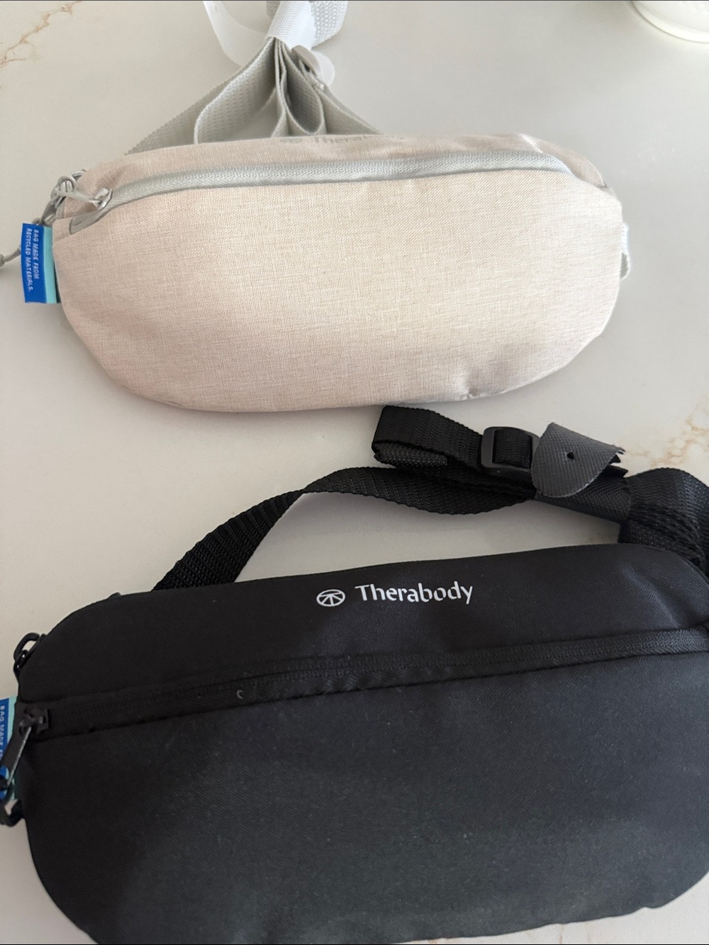 Therabody Men Black and Women Beige Dual Pack Belt Sling Bags